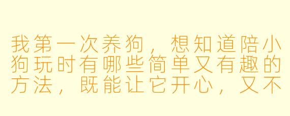 我第一次养狗,想知道陪小狗玩时有哪些简单又有趣的方法,既能让它开心,又不会不小心伤害到它?