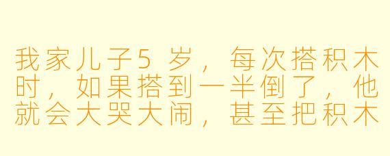 我家儿子5岁,每次搭积木时,如果搭到一半倒了,他就会大哭大闹,甚至把积木扔得到处都是。我一开始会安慰他“没关系,再搭一次”,但他反而哭得更厉害。请问这时候我应该怎么做,才能真正帮到他?