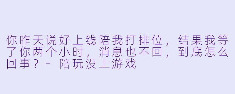 你昨天说好上线陪我打排位，结果我等了你两个小时，消息也不回，到底怎么回事？-陪玩没上游戏