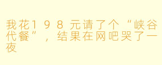 我花198元请了个“峡谷代餐”，结果在网吧哭了一夜