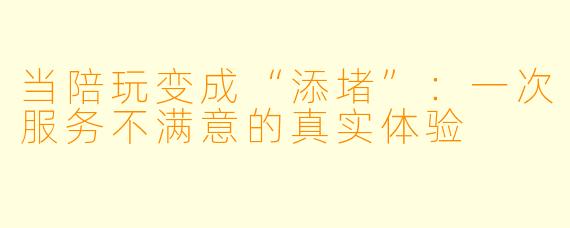 当陪玩变成“添堵”:一次服务不满意的真实体验