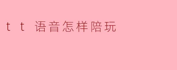 tt语音怎样陪玩