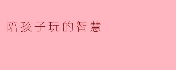 陪孩子玩的智慧