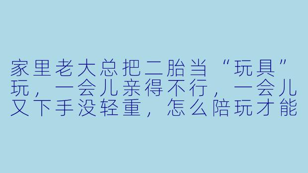家里老大总把二胎当“玩具”玩，一会儿亲得不行，一会儿又下手没轻重，怎么陪玩才能让俩娃都安全又开心？
