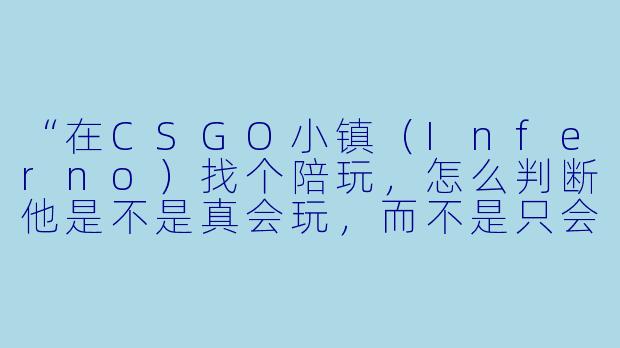 “在CSGO小镇（Inferno）找个陪玩，怎么判断他是不是真会玩，而不是只会报点或者当气氛组？我想学点实用的东西。”