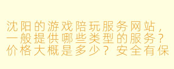 沈阳的游戏陪玩服务网站,一般提供哪些类型的服务?价格大概是多少?安全有保障吗?