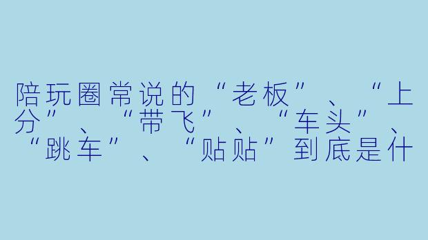 陪玩圈常说的“老板”、“上分”、“带飞”、“车头”、“跳车”、“贴贴”到底是什么意思?能一次X 说清吗?-陪玩各个术语的意思