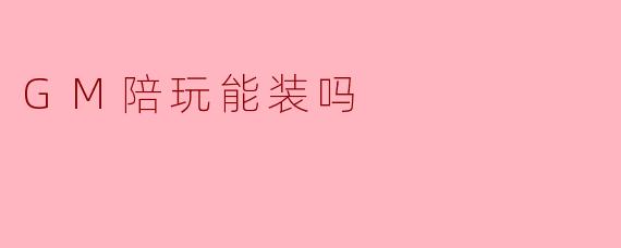 GM陪玩能装吗
