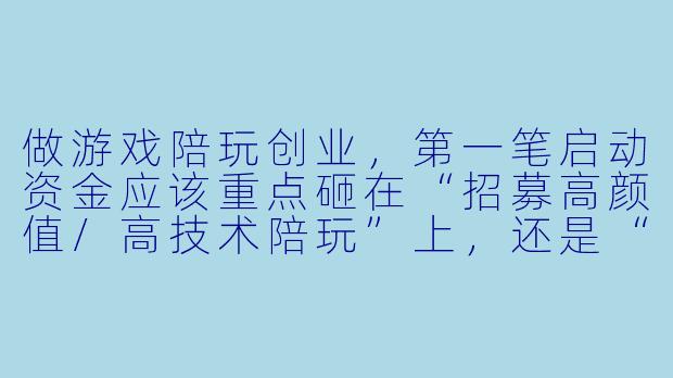 做游戏陪玩创业，第一笔启动资金应该重点砸在“招募高颜值/高技术陪玩”上，还是“开发/购买获客系统”上？-游戏陪玩创业PPT模板