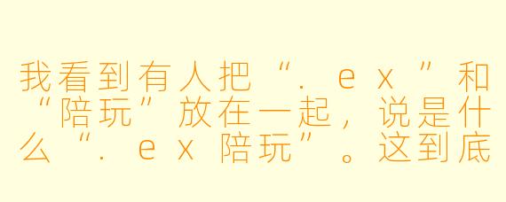 我看到有人把“.ex”和“陪玩”放在一起,说是什么“.ex陪玩”。这到底是什么意思?是某种游戏文件格式,还是新的陪玩服务类型?