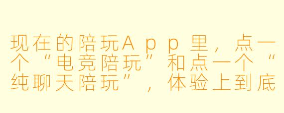 现在的陪玩App里，点一个“电竞陪玩”和点一个“纯聊天陪玩”，体验上到底差在哪？是不是只是换了个名头，其实都差不多？