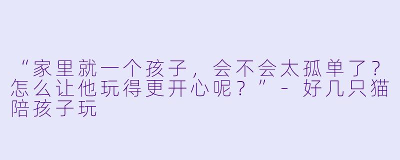“家里就一个孩子，会不会太孤单了？怎么让他玩得更开心呢？”