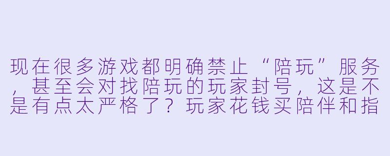 现在很多游戏都明确禁止“陪玩”服务，甚至会对找陪玩的玩家封号，这是不是有点太严格了？玩家花钱买陪伴和指导，难道不是自由交易吗？-禁陪玩