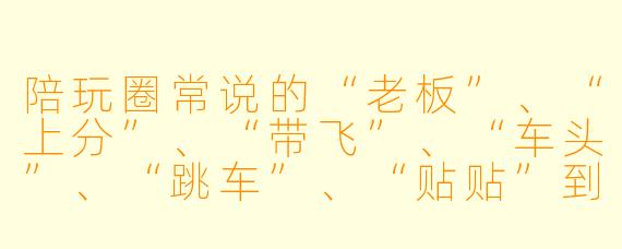 陪玩圈常说的“老板”、“上分”、“带飞”、“车头”、“跳车”、“贴贴”到底是什么意思?能一次X 说清吗?