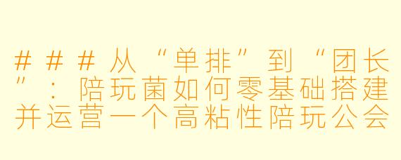 ###从“单排”到“团长”：陪玩菌如何零基础搭建并运营一个高粘X  陪玩公会

###