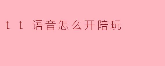 tt语音怎么开陪玩