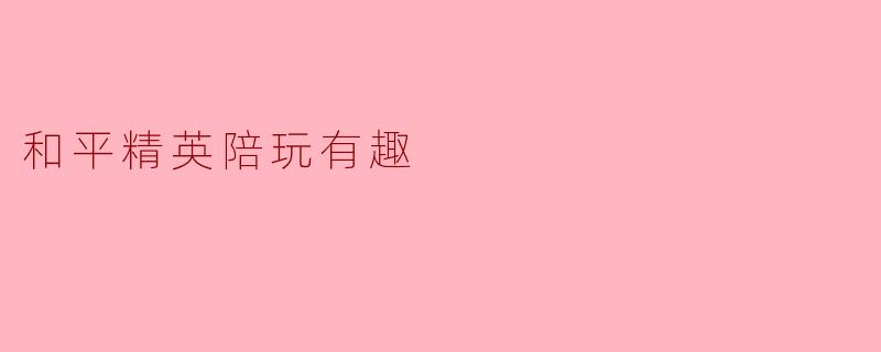 和平精英陪玩有趣