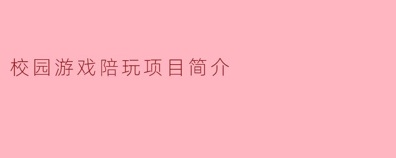 校园游戏陪玩项目简介