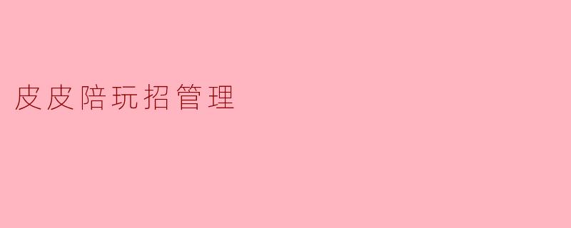 皮皮陪玩招管理