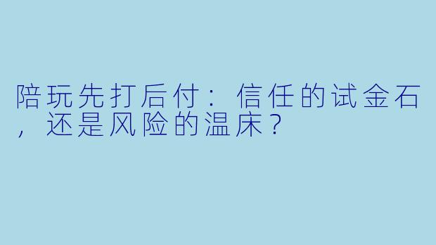 陪玩先打后付:信任的试金石,还是风险的温床?
