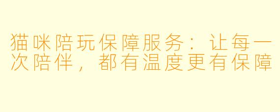 猫咪陪玩保障服务:让每一次陪伴,都有温度更有保障