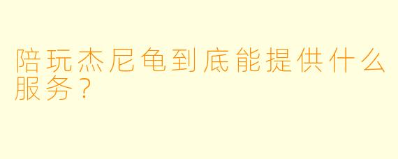 陪玩杰尼龟到底能提供什么服务？