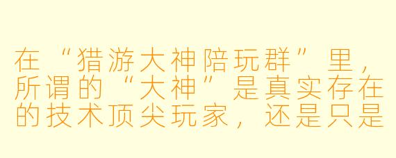 在“猎游大神陪玩群”里,所谓的“大神”是真实存在的技术顶尖玩家,还是只是包装出来的噱头?这些陪玩的服务质量到底靠不靠谱?