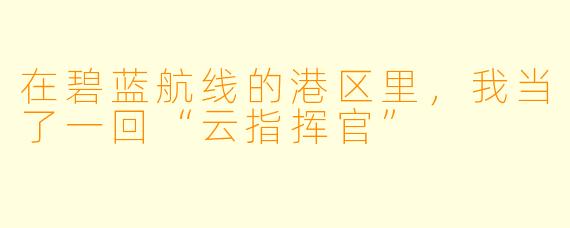在碧蓝航线的港区里,我当了一回“云指挥官”