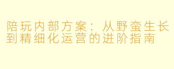 陪玩内部方案:从野蛮生长到精细化运营的进阶指南