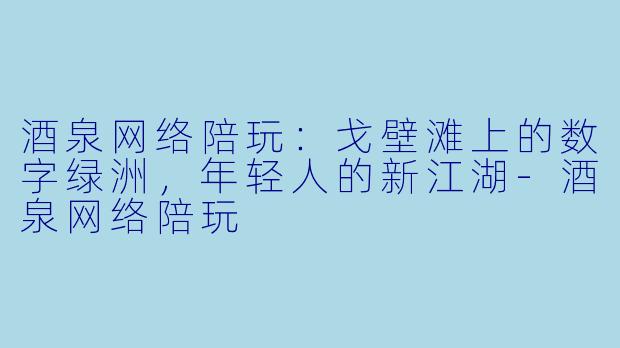 酒泉网络陪玩:戈壁滩上的数字绿洲,年轻人的新江湖-酒泉网络陪玩