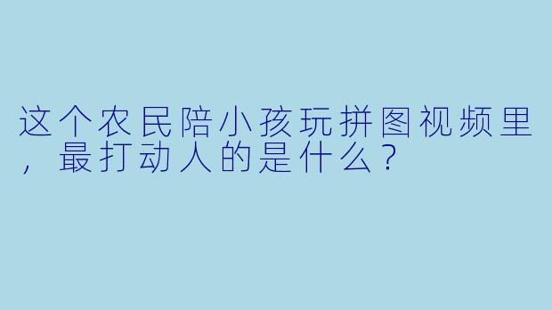 这个农民陪小孩玩拼图视频里，最打动人的是什么？