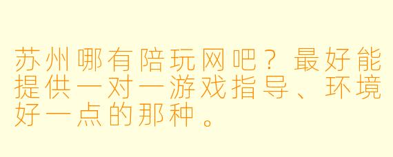 苏州哪有陪玩网吧?最好能提供一对一游戏指导、环境好一点的那种。