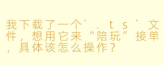 我下载了一个`.ts`文件,想用它来“陪玩”接单,具体该怎么操作?