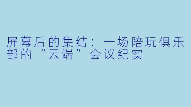 屏幕后的集结:一场陪玩俱乐部的“云端”会议纪实