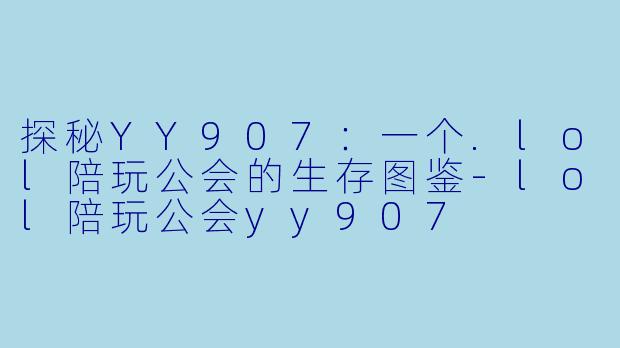 探秘YY907:一个.lol陪玩公会的生存图鉴-lol陪玩公会yy907