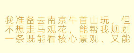 我准备去南京牛首山玩,但不想走马观花,能帮我规划一条既能看核心景观、又能避开人流的路线,顺便讲讲佛顶宫最值得看的细节吗?