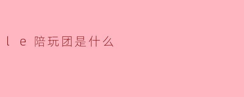 le陪玩团是什么