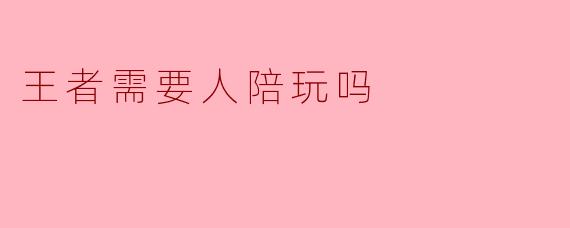 王者需要人陪玩吗