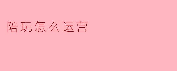 陪玩怎么运营