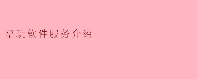 陪玩软件服务介绍