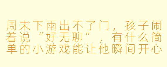 周末下雨出不了门,孩子闹着说“好无聊”,有什么简单的小游戏能让他瞬间开心起来?