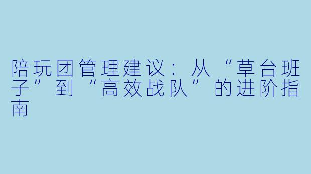 陪玩团管理建议:从“草台班子”到“高效战队”的进阶指南