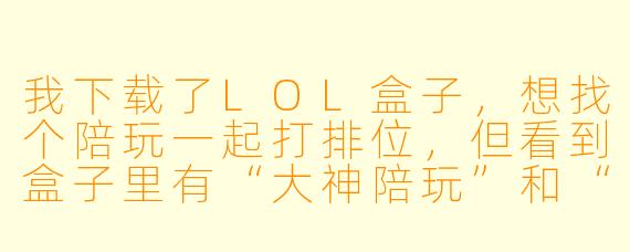 我下载了LOL盒子，想找个陪玩一起打排位，但看到盒子里有“大神陪玩”和“娱乐陪玩”两种，价格差挺多，我该怎么选？