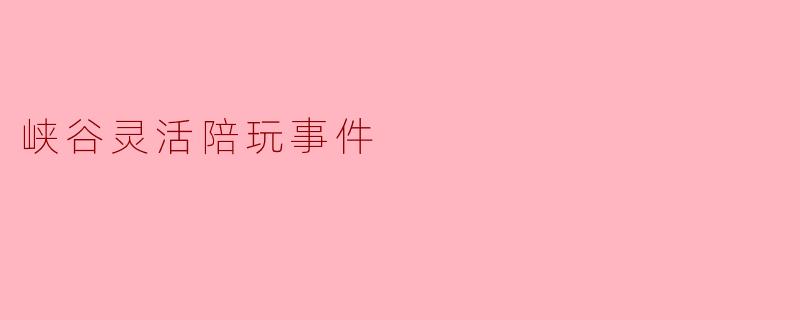 峡谷灵活陪玩事件
